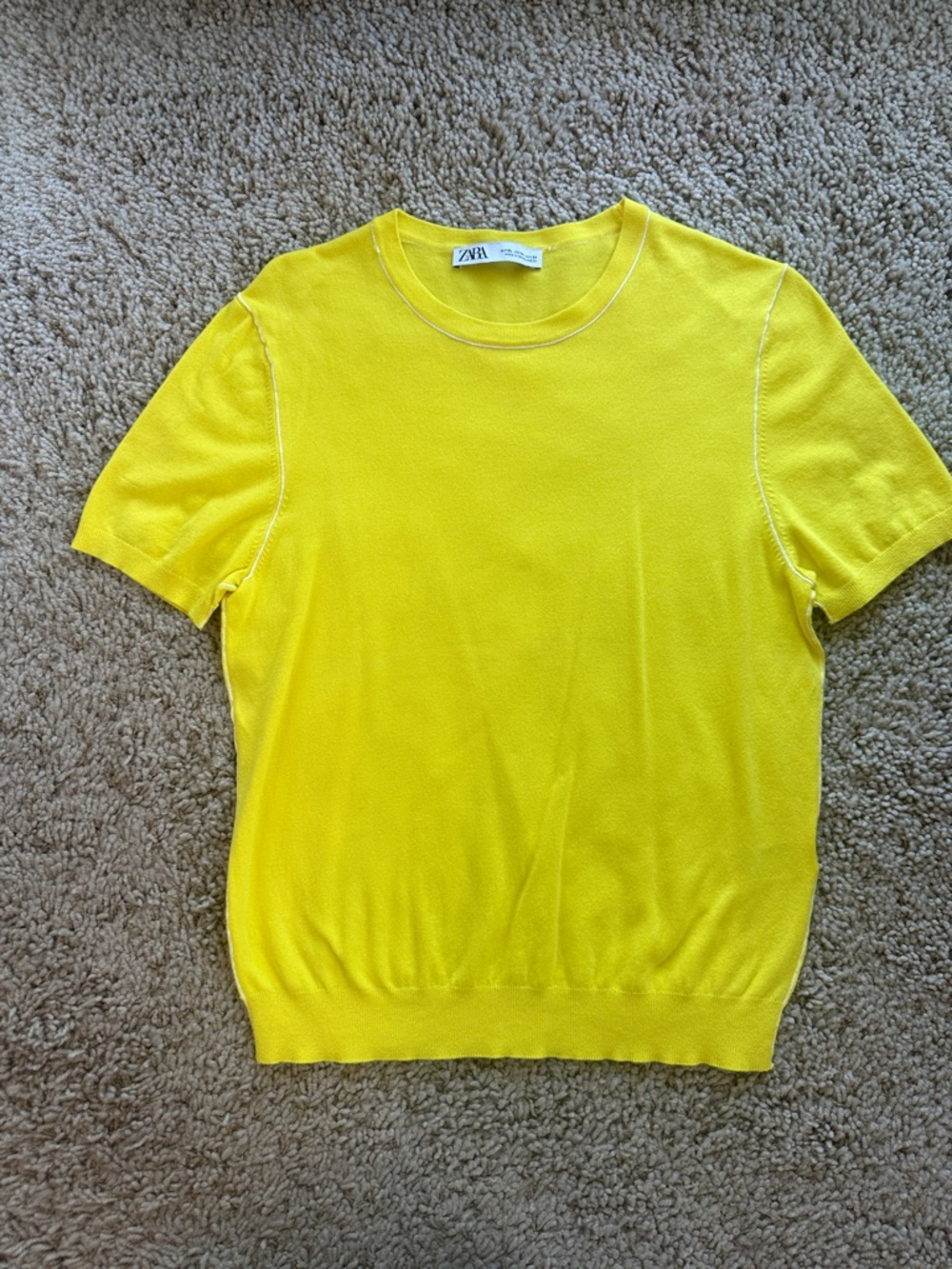 Zara Lemon Yellow Short Sleeve Knit Tee